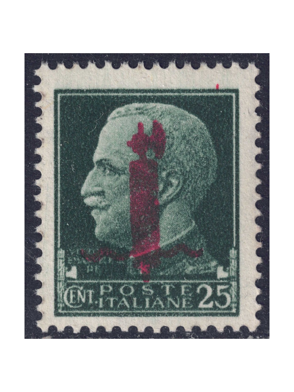 ITALY RSI 1944 25c green with red fasces MNH** ©