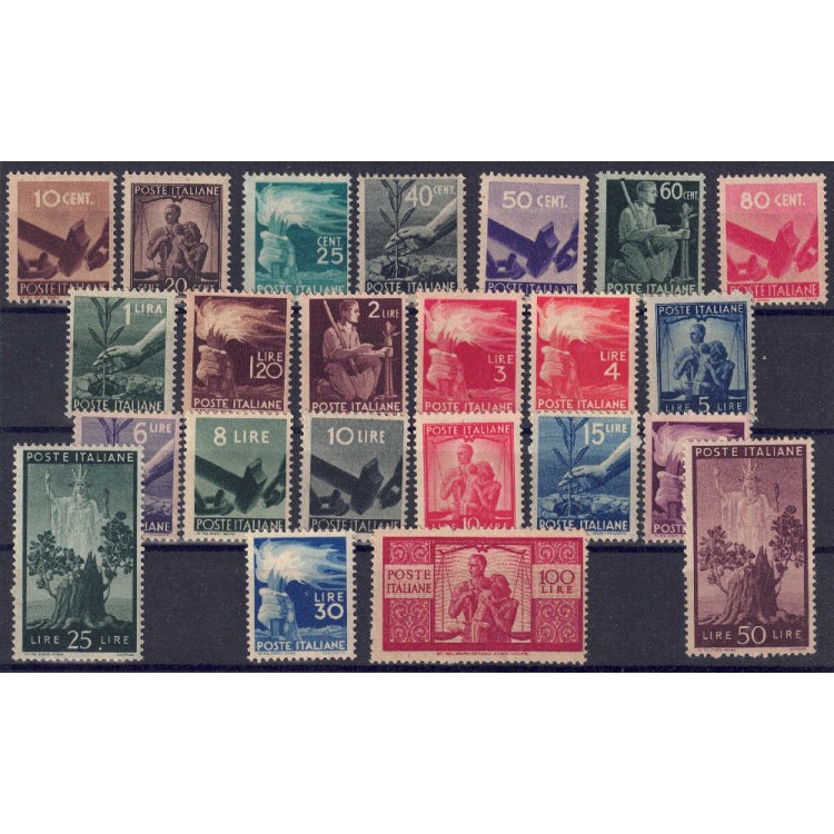 ITALY 1945-46 Democratic Series 23v MNH** ©