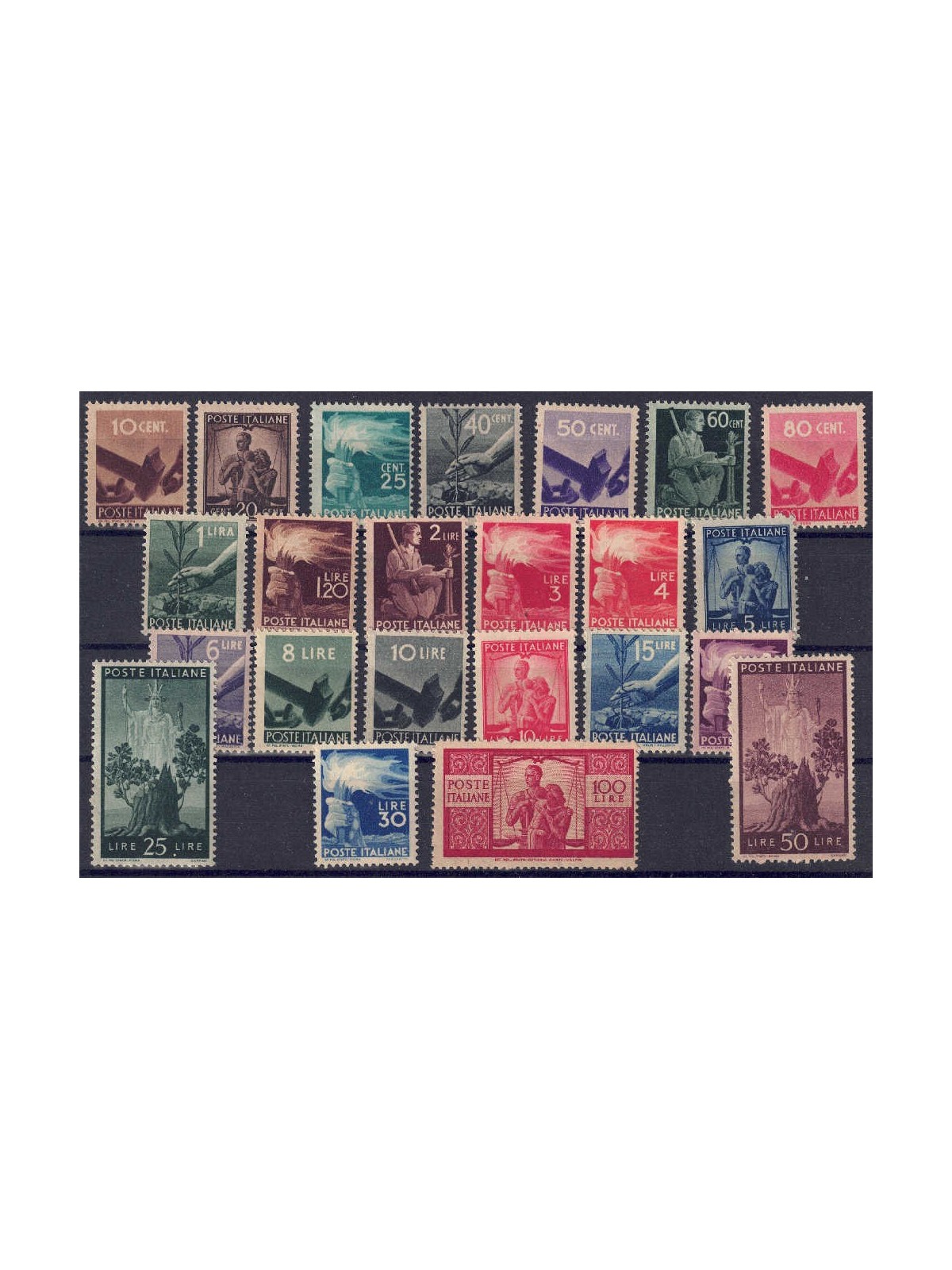 ITALY 1945-46 Democratic Series 23v MNH** ©