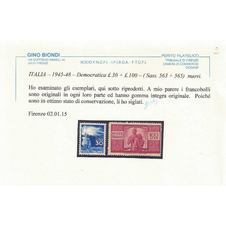 ITALIA 1945-46 Serie Democratica 23v MNH** ©