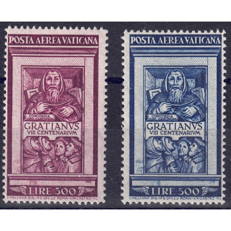VATICANO 1951 Decreto del monaco Graziano 2v MNH** ©