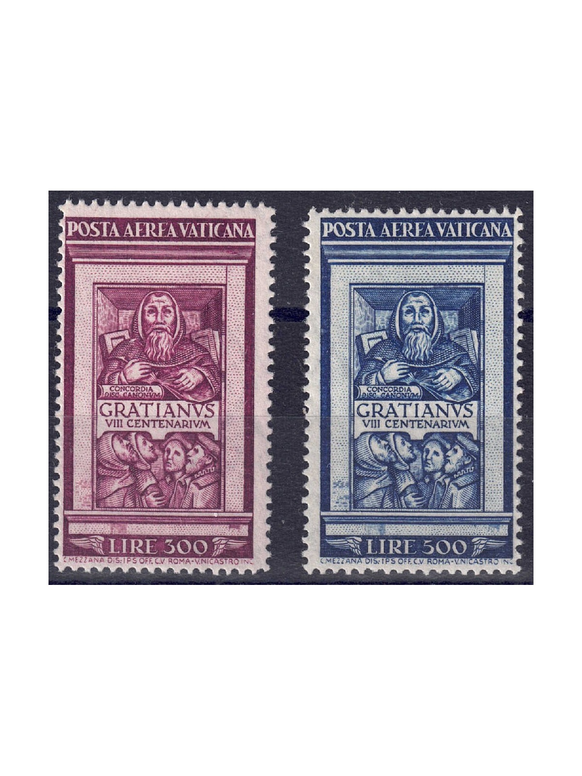 VATICANO 1951 Decreto del monaco Graziano 2v MNH** ©