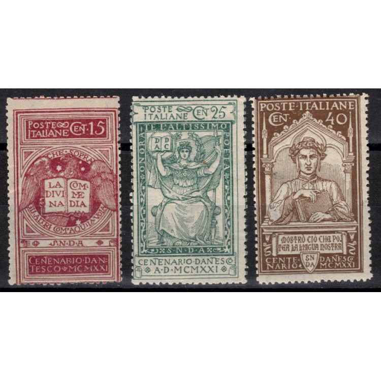 ITALY KINGDOM 1921 Dante Alighieri 3v MNH**