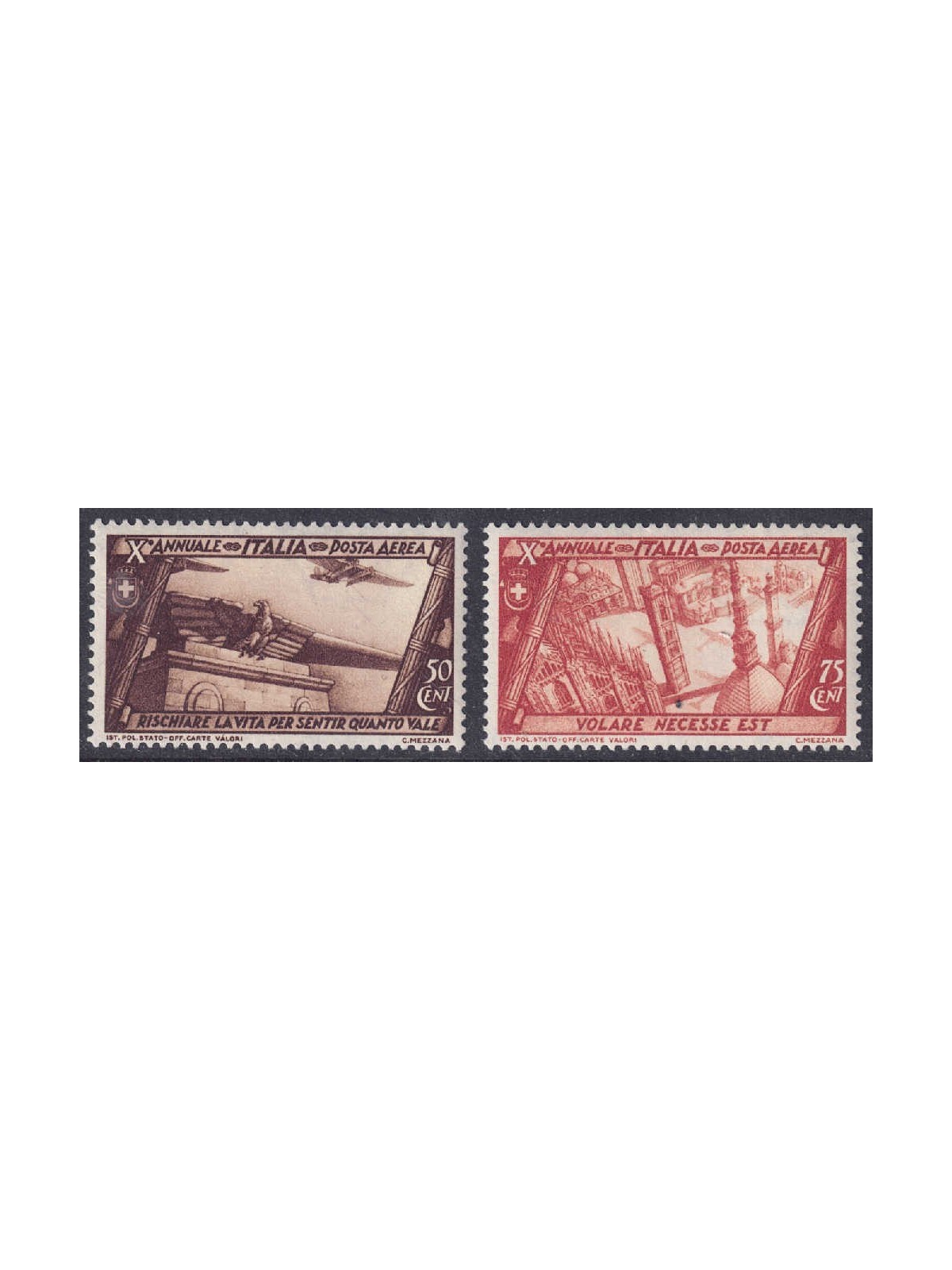 ITALY KINGDOM 1932 Tenth anniversary of the march on Rome (airmail) 2v MNH**