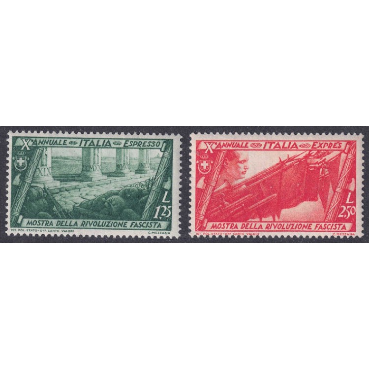 ITALIA REGNO 1932 Decennale marcia su Roma, espressi 2v MNH**
