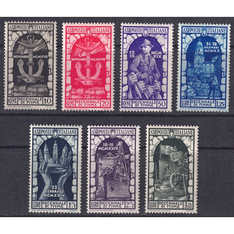 ITALY KINGDOM 1934 Annexation of Fiume 7v MNH**