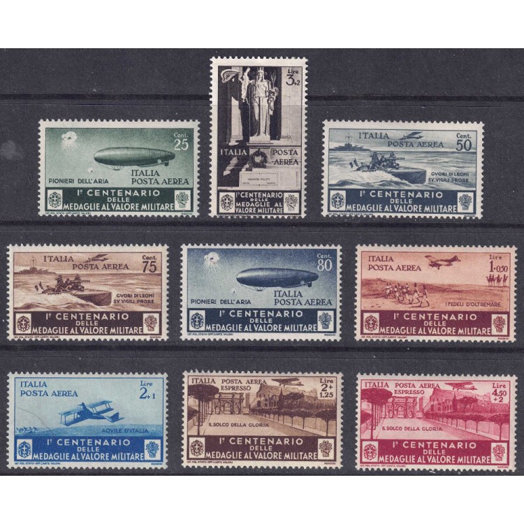 ITALIA REGNO 1934 Medaglie al valore (posta aerea) 9v MNH**
