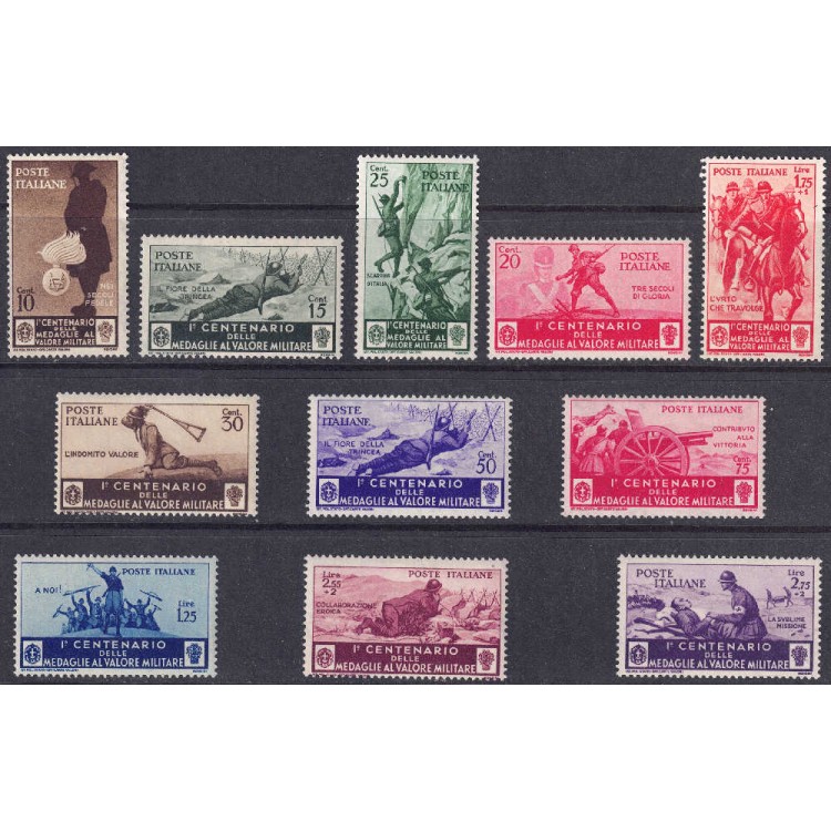 ITALY KINGDOM 1934 Medals of Valor 11v MNH**