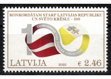 LATVIA 2022 Diplomatic relations with the Vatican Joint issue MNH**