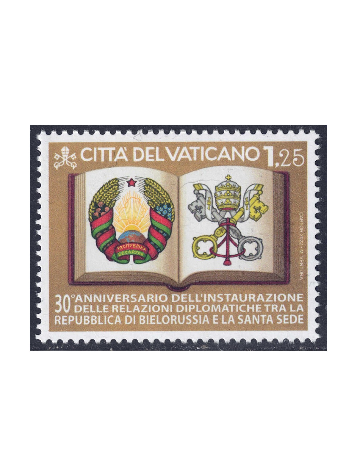 VATICANO 2022 Relazioni diplomatiche (Bielorussia) MNH**