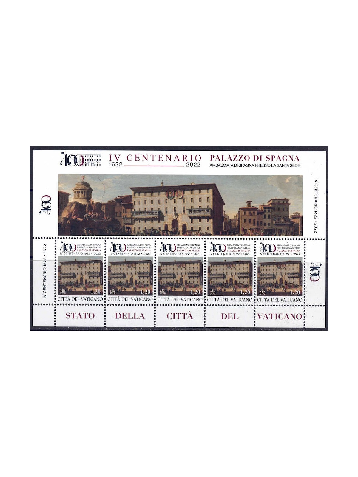 VATICAN 2022 Spanish Palace m/s MNH**