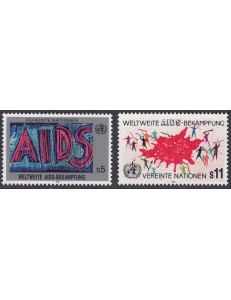 UN VIENNA 1990 Fight against AIDS 2v MNH**