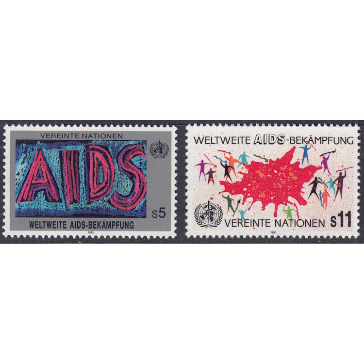 ONU VIENNA 1990 Lotta contro l'AIDS 2v MNH**
