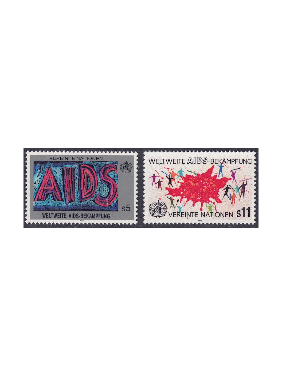 UN VIENNA 1990 Fight against AIDS 2v MNH**