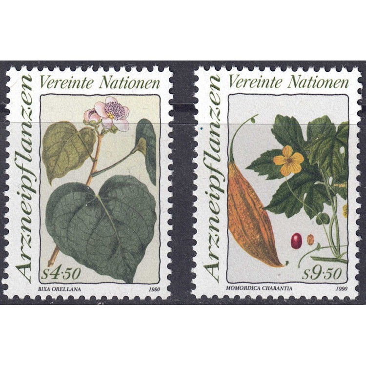 UN VIENNA 1990 Medicinal plants 2v MNH**