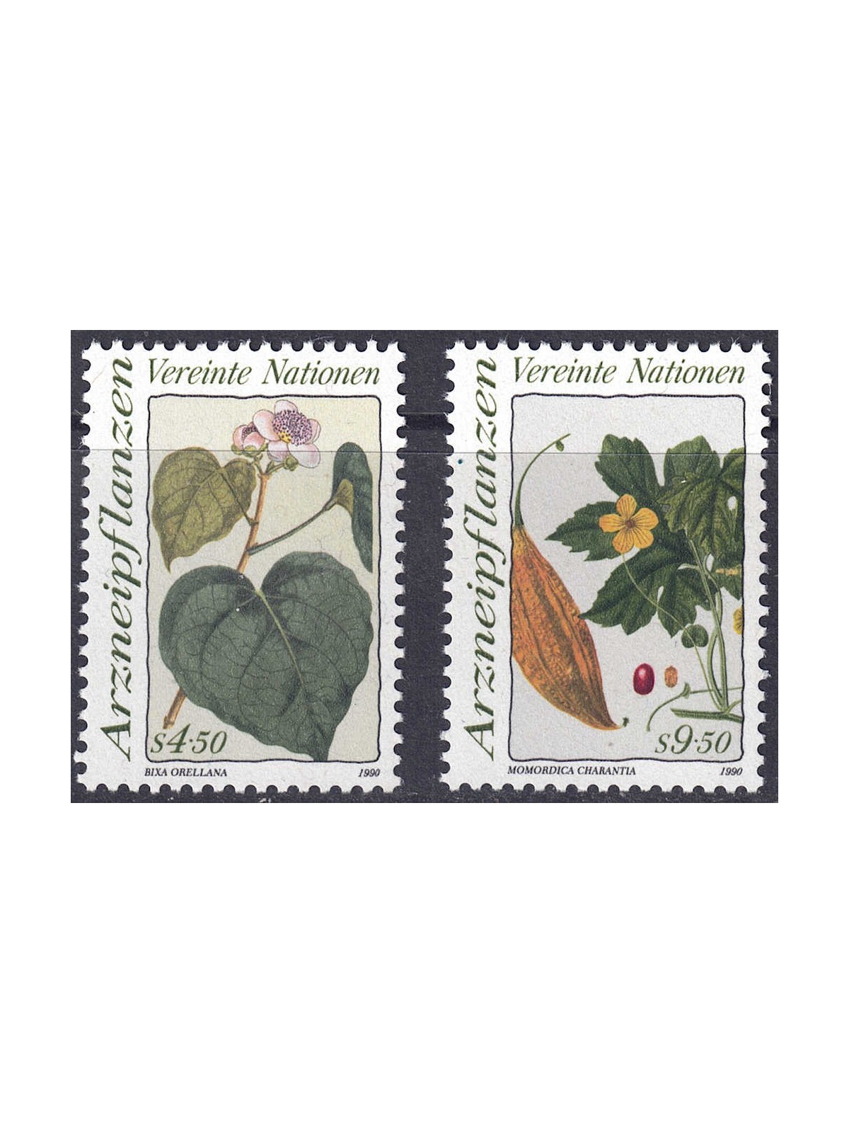 UN VIENNA 1990 Medicinal plants 2v MNH**