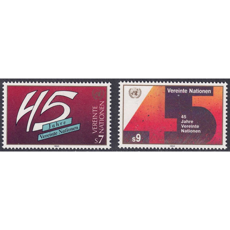 UN VIENNA 1990 Anniversary of the United Nations 2v MNH**