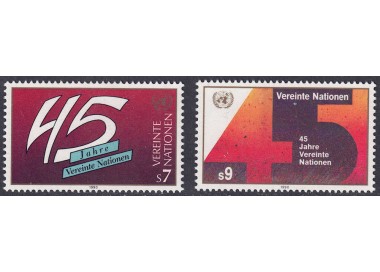 UN VIENNA 1990 Anniversary of the United Nations 2v MNH**
