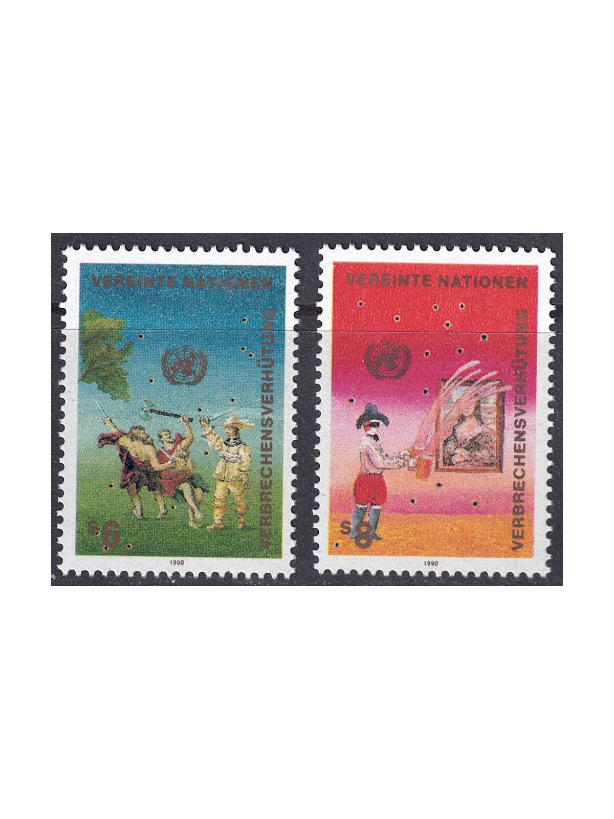 ONU VIENNA 1990 Prevenzione del crimine 2v MNH**
