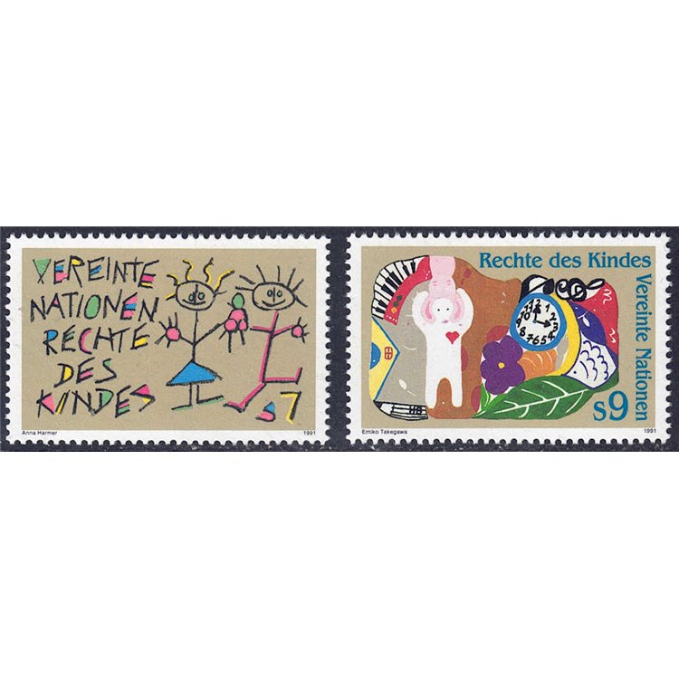 ONU VIENNA 1991 I Diritti dei Bambini 2v MNH**