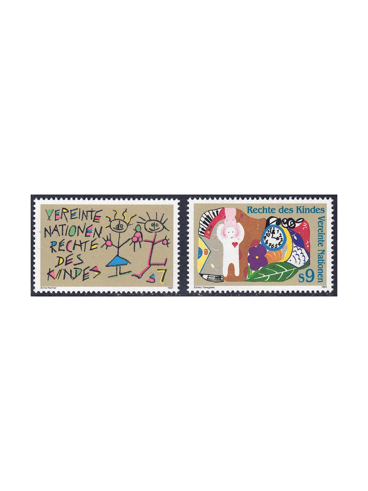 ONU VIENNA 1991 I Diritti dei Bambini 2v MNH**
