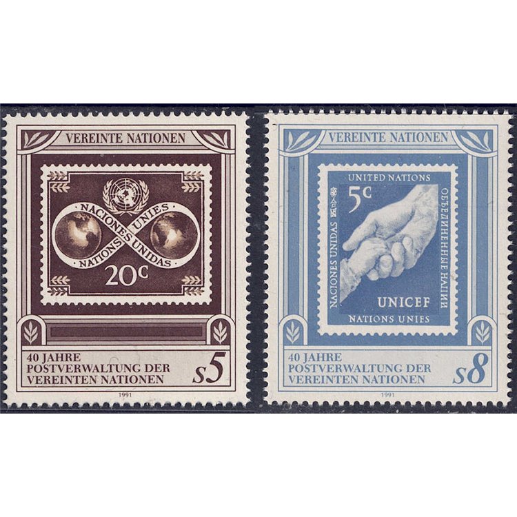 UN VIENNA 1991 Postal Administration 2v MNH**