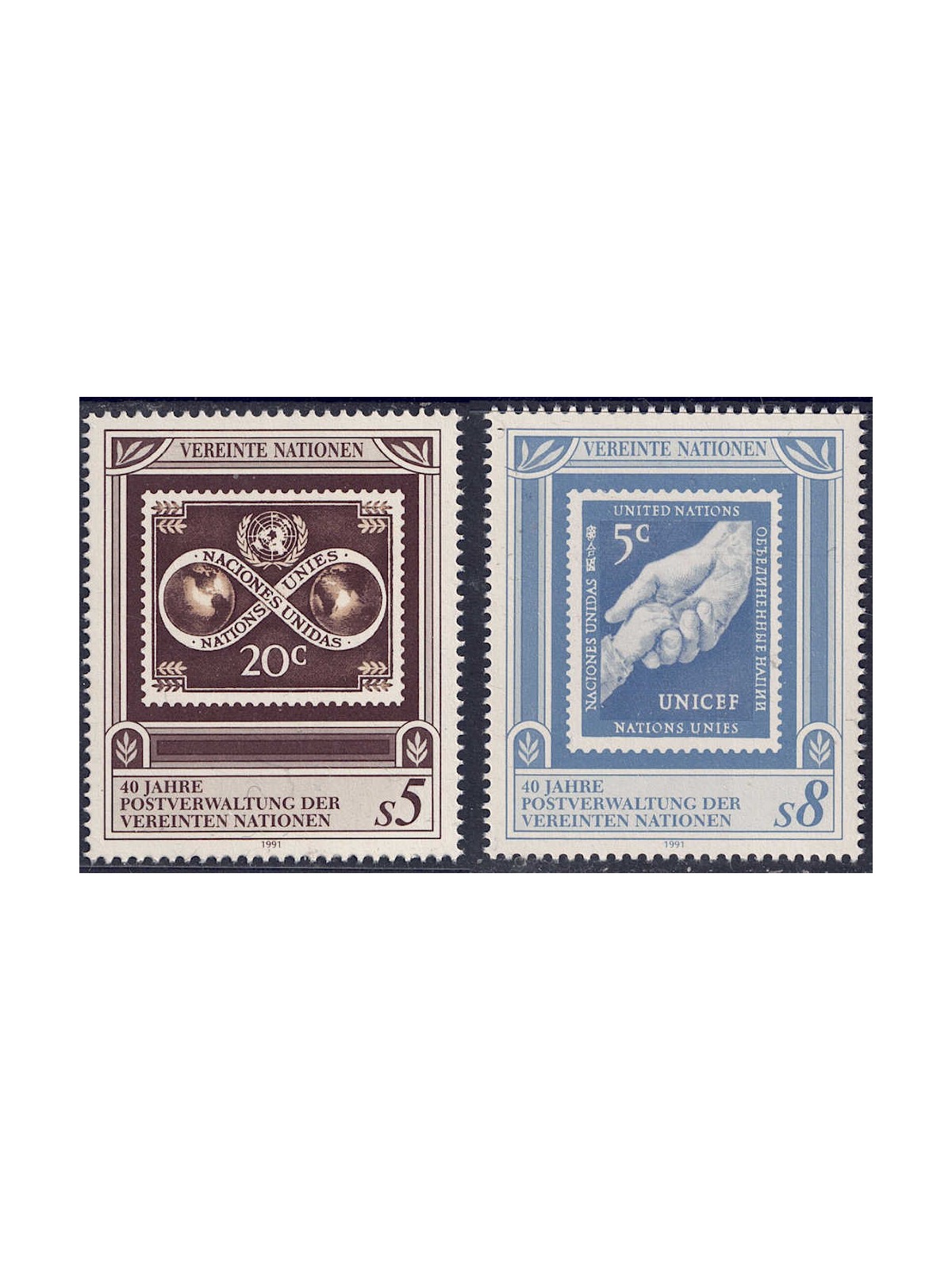 ONU VIENNA 1991 Amministrazione postale 2v MNH**