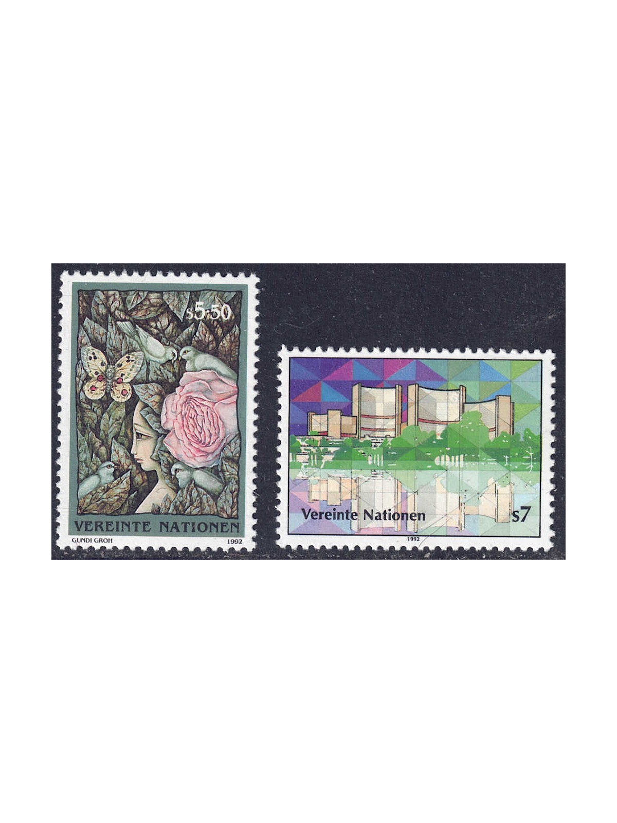 ONU VIENNA 1992 Serie ordinaria 2v MNH**