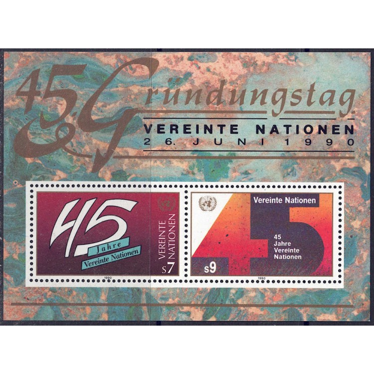 UN VIENNA 1990 Anniversary of the United Nations s/s MNH**