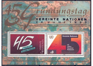 ONU VIENNA 1990 Anniversario delle Nazioni Unite BF MNH**