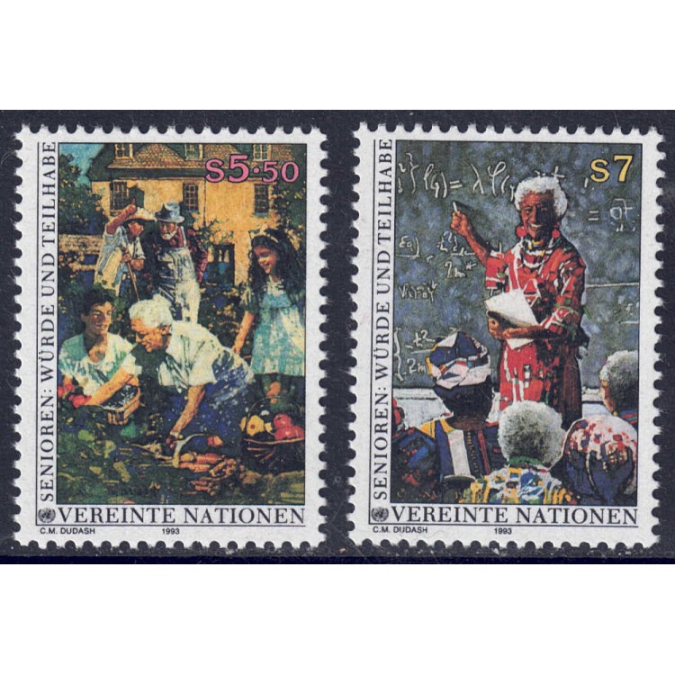 ONU VIENNA 1993 Anziani attivi e rispettati 2v MNH**
