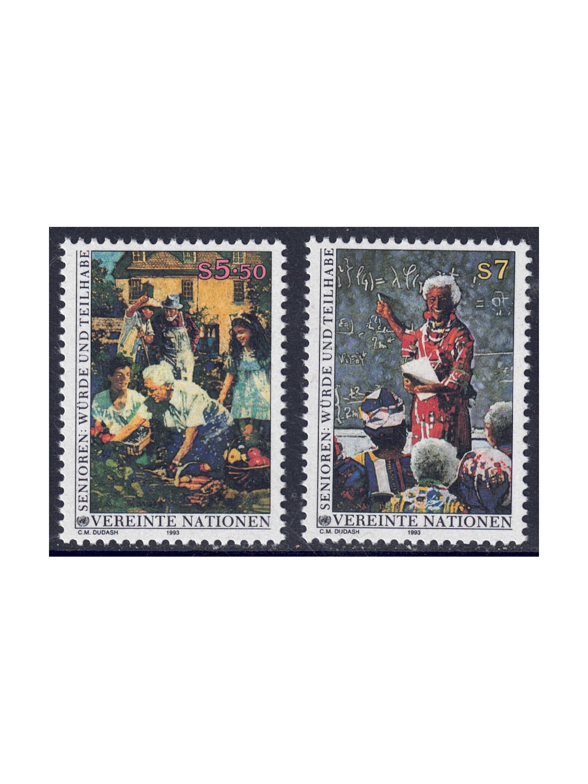 UN VIENNA 1993 Active and respected elders 2v MNH**
