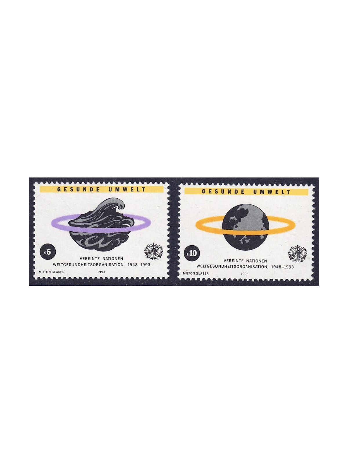 ONU VIENNA 1993 Organizzazione Mondiale della Sanità 2v MNH**