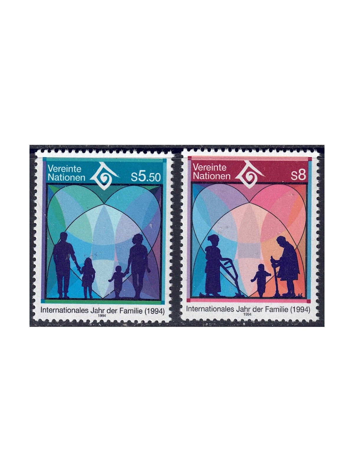 ONU VIENNA 1994 Anno della Famiglia 2v MNH**