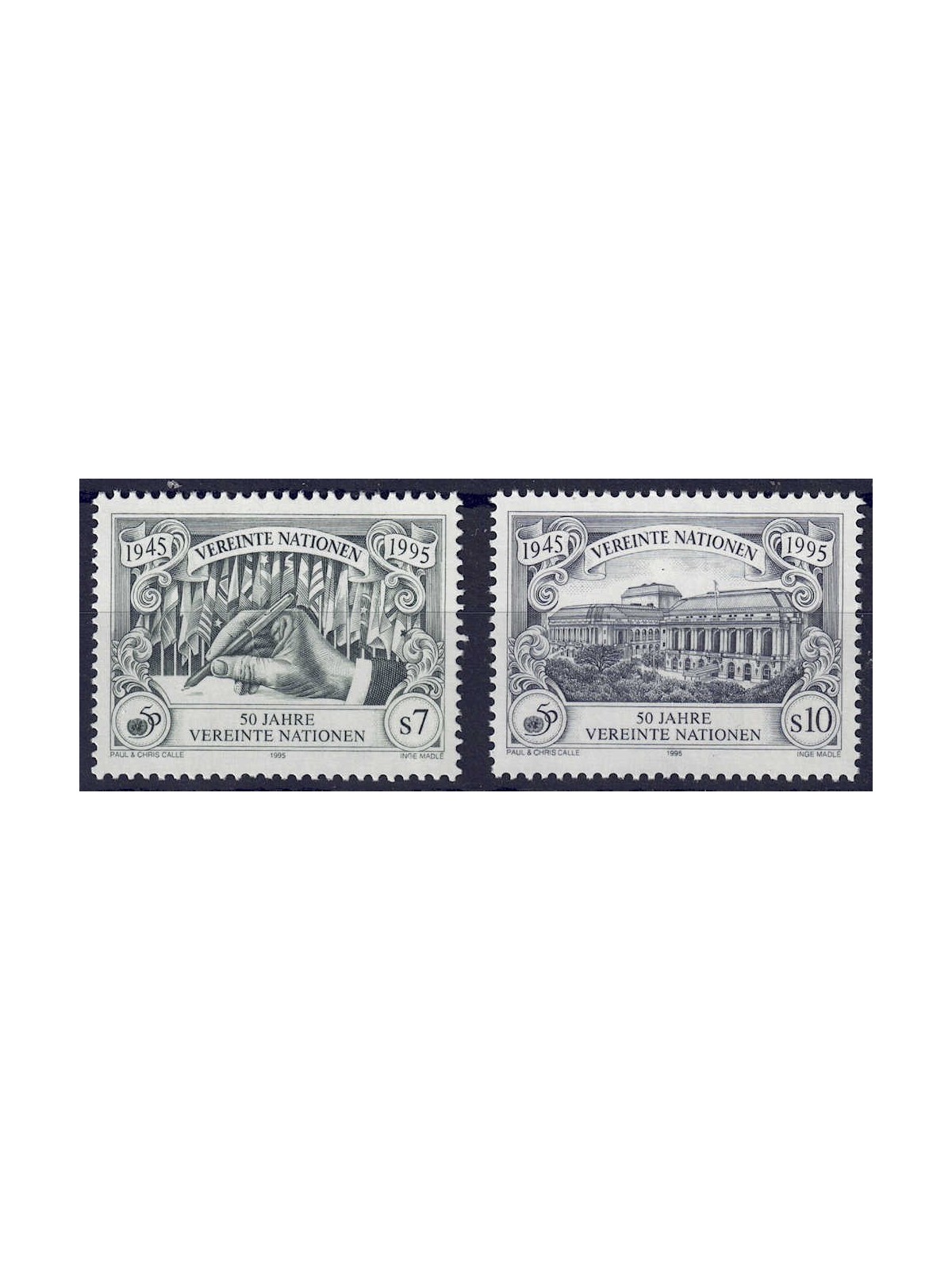 UN VIENNA 1995 Fiftieth Anniversary of the United Nations 2v MNH**