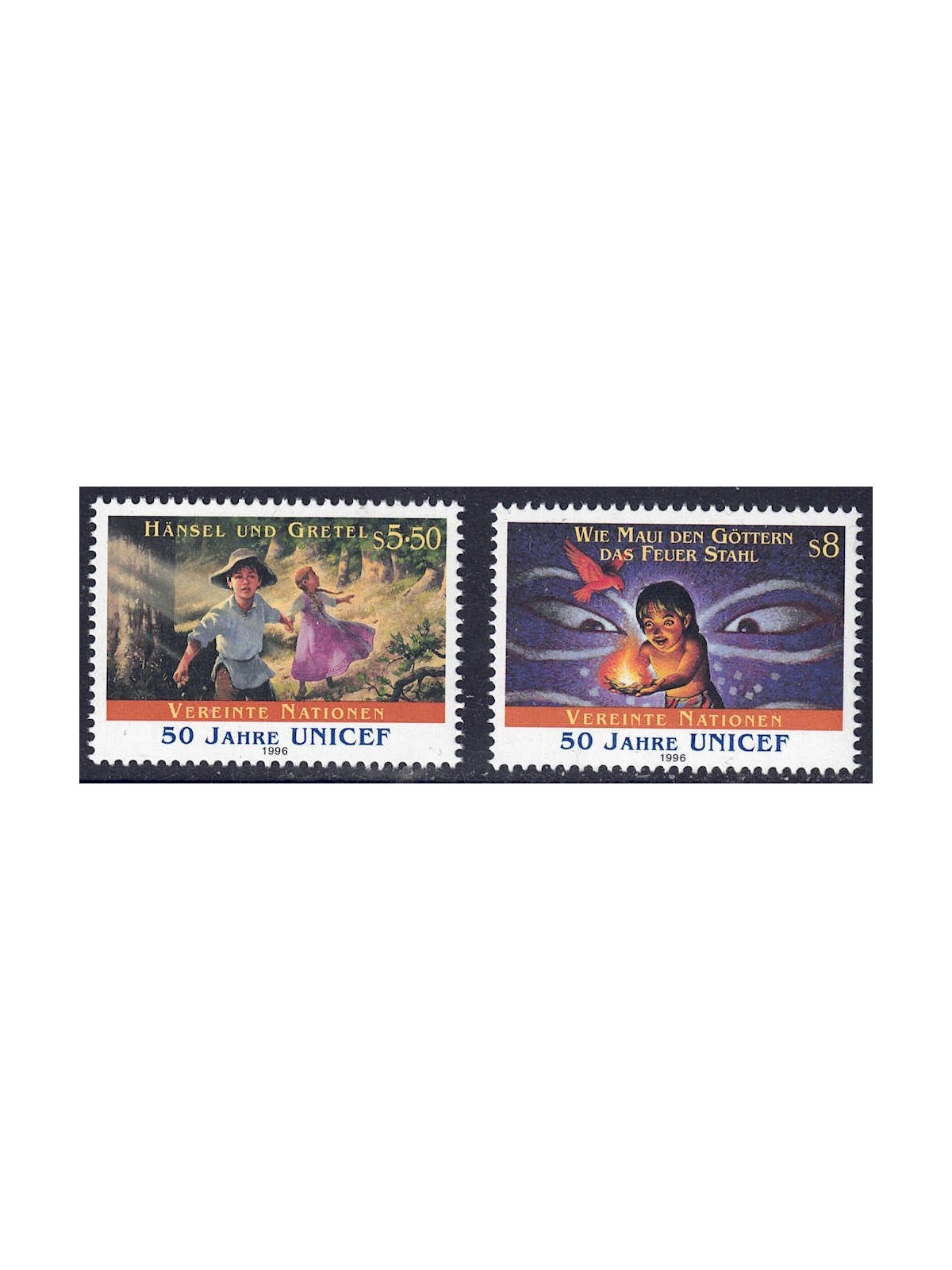 UN VIENNA 1996 Fiftieth Anniversary of UNICEF 2v MNH**