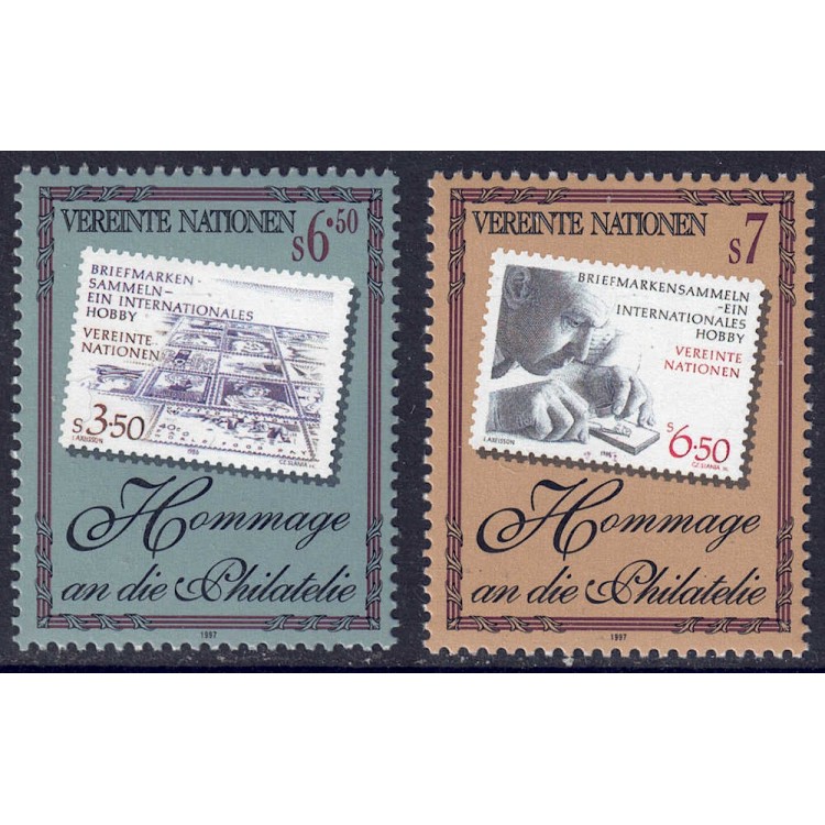 ONU VIENNA 1997 Omaggio alla filatelia 2v MNH**