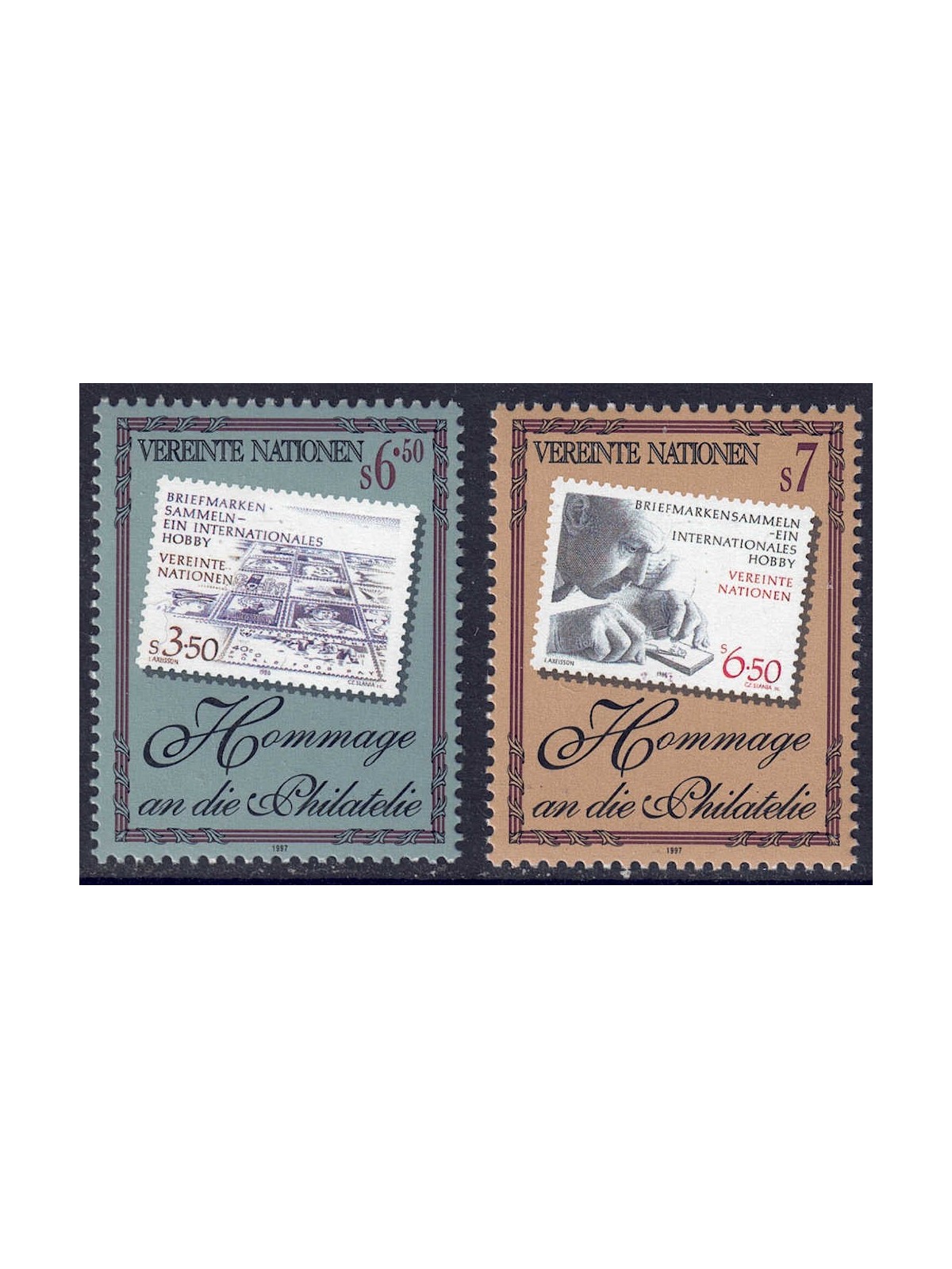ONU VIENNA 1997 Omaggio alla filatelia 2v MNH**