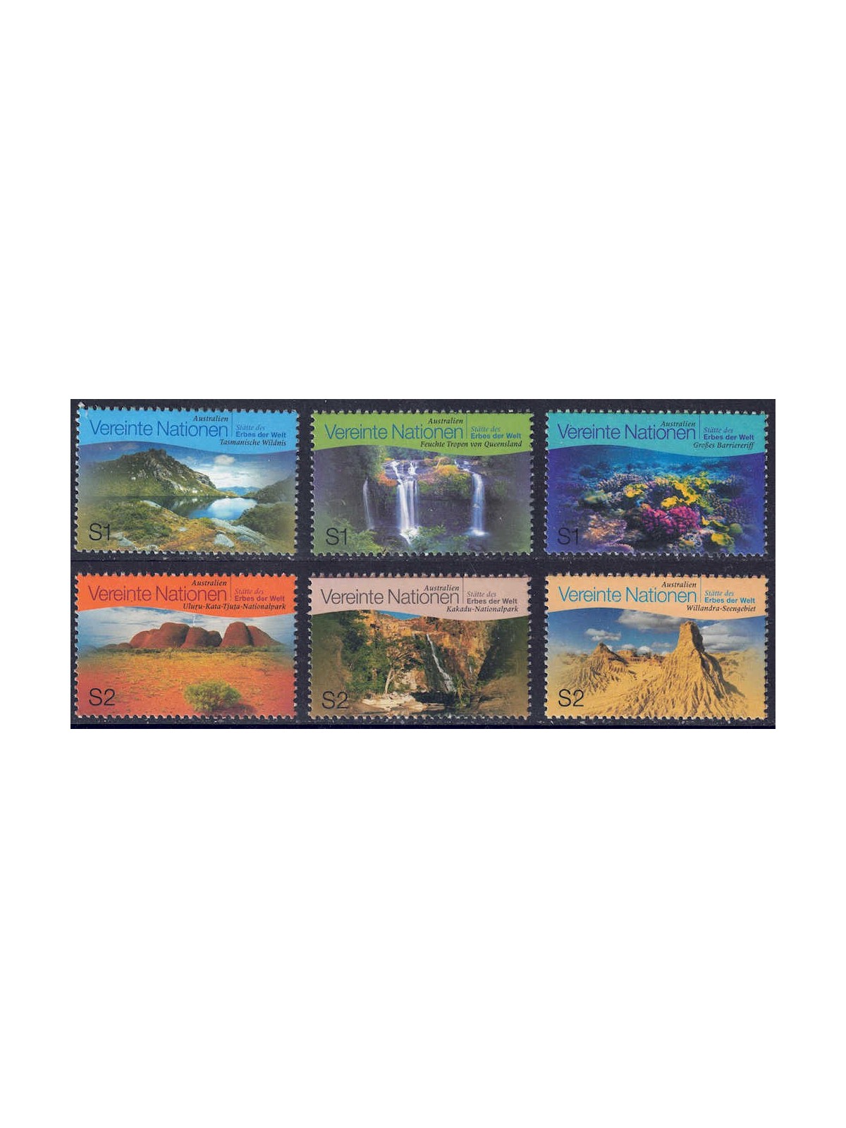 UN VIENNA 1999 World Heritage (Australia) 6v MNH**