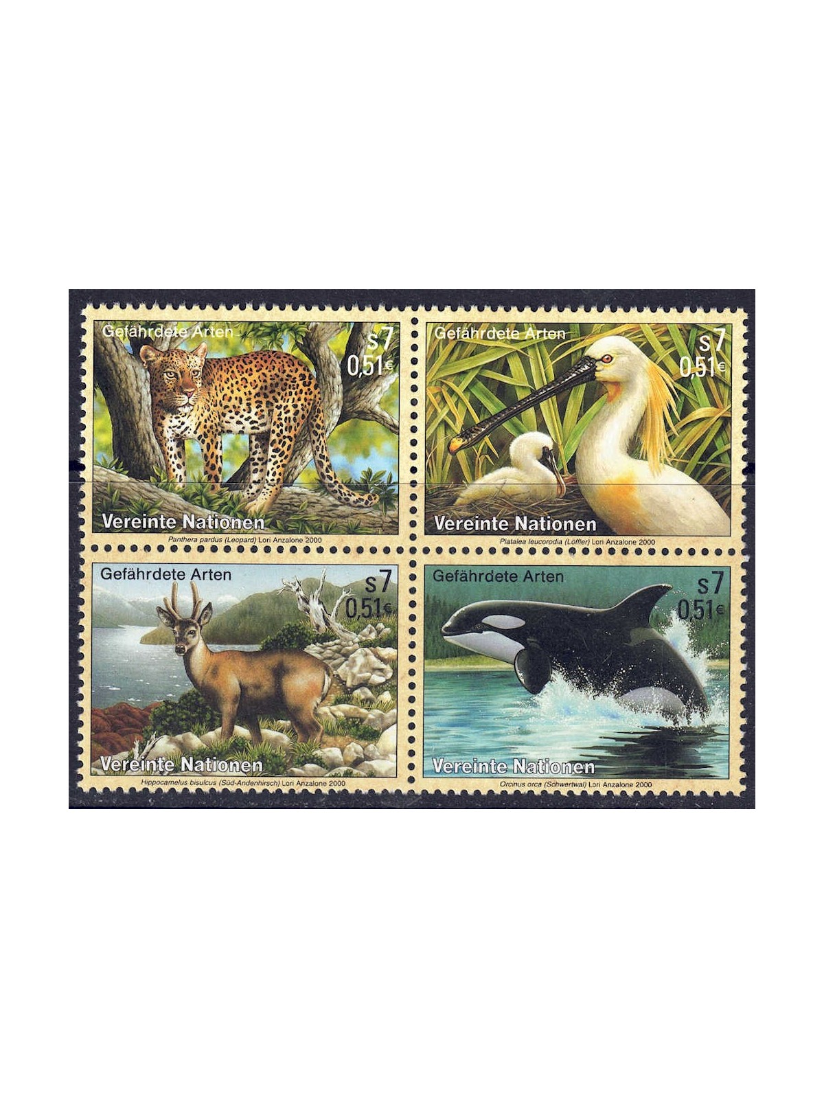 UN VIENNA 2000 Nature Protection 4v MNH**