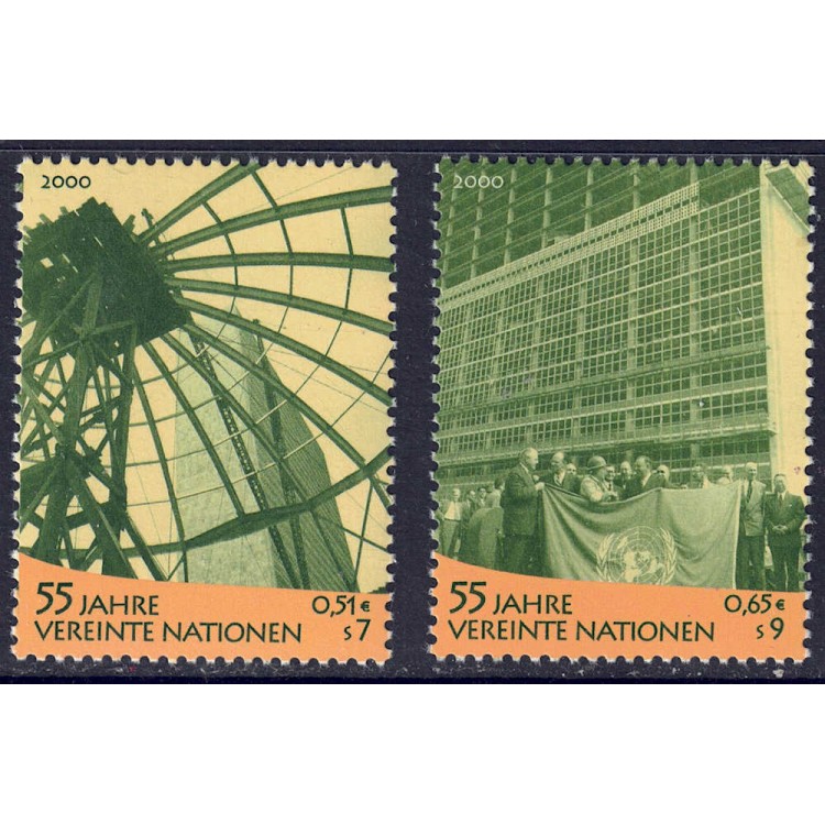 ONU VIENNA 2000 Anniversario ONU 2v MNH**