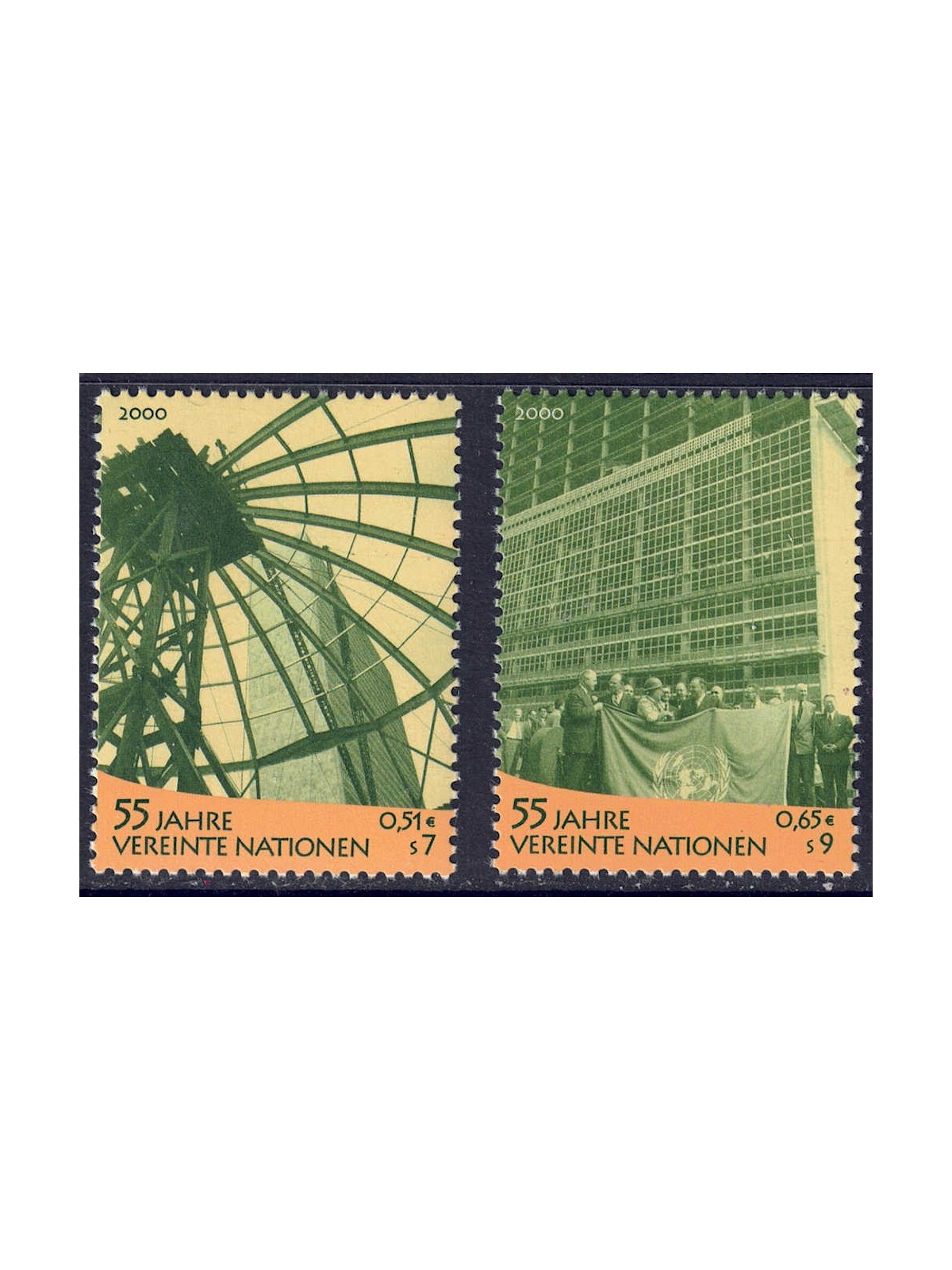 ONU VIENNA 2000 Anniversario ONU 2v MNH**
