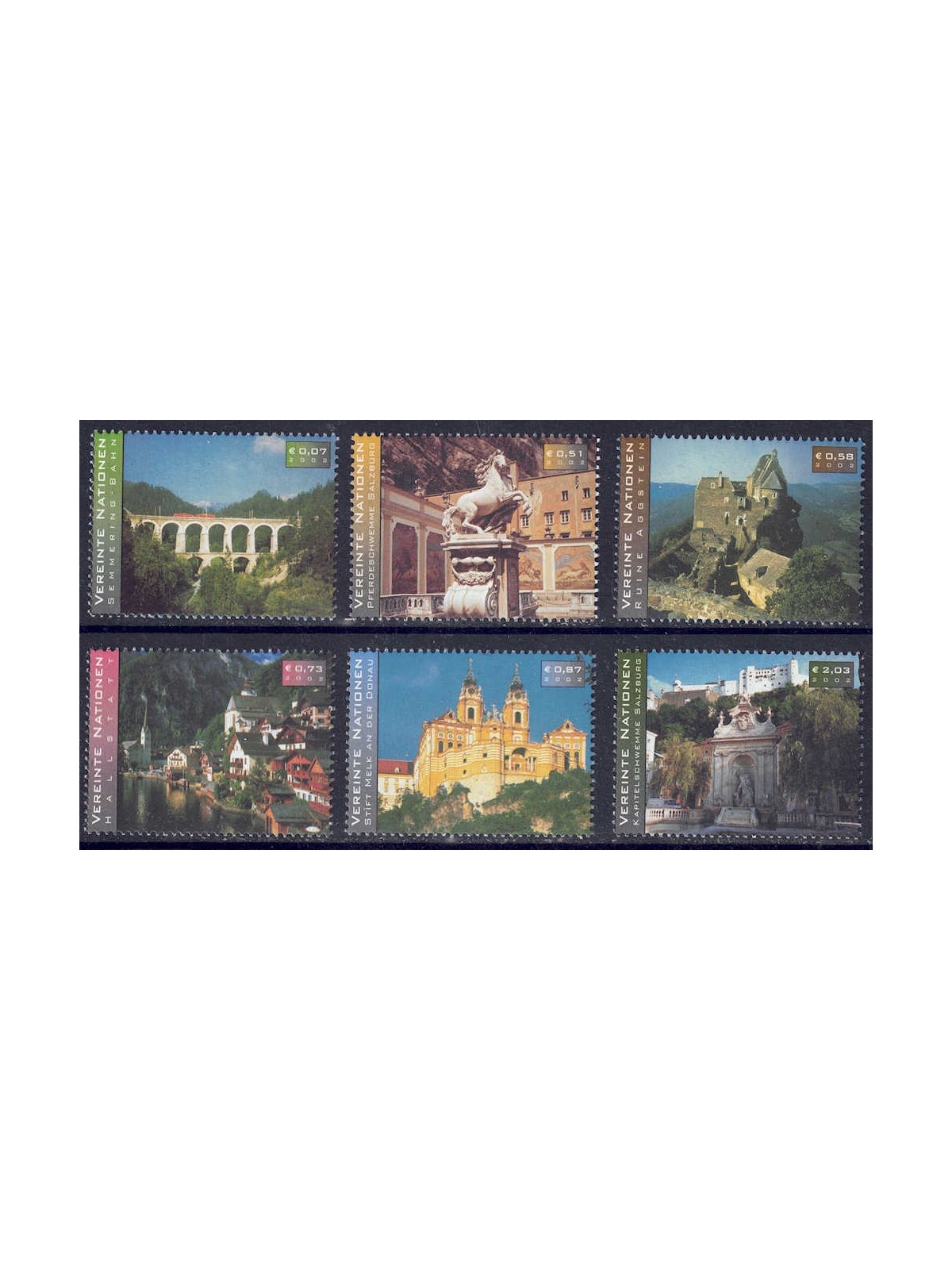 UN VIENNA 2002 World Heritage (Austria) 6v MNH**
