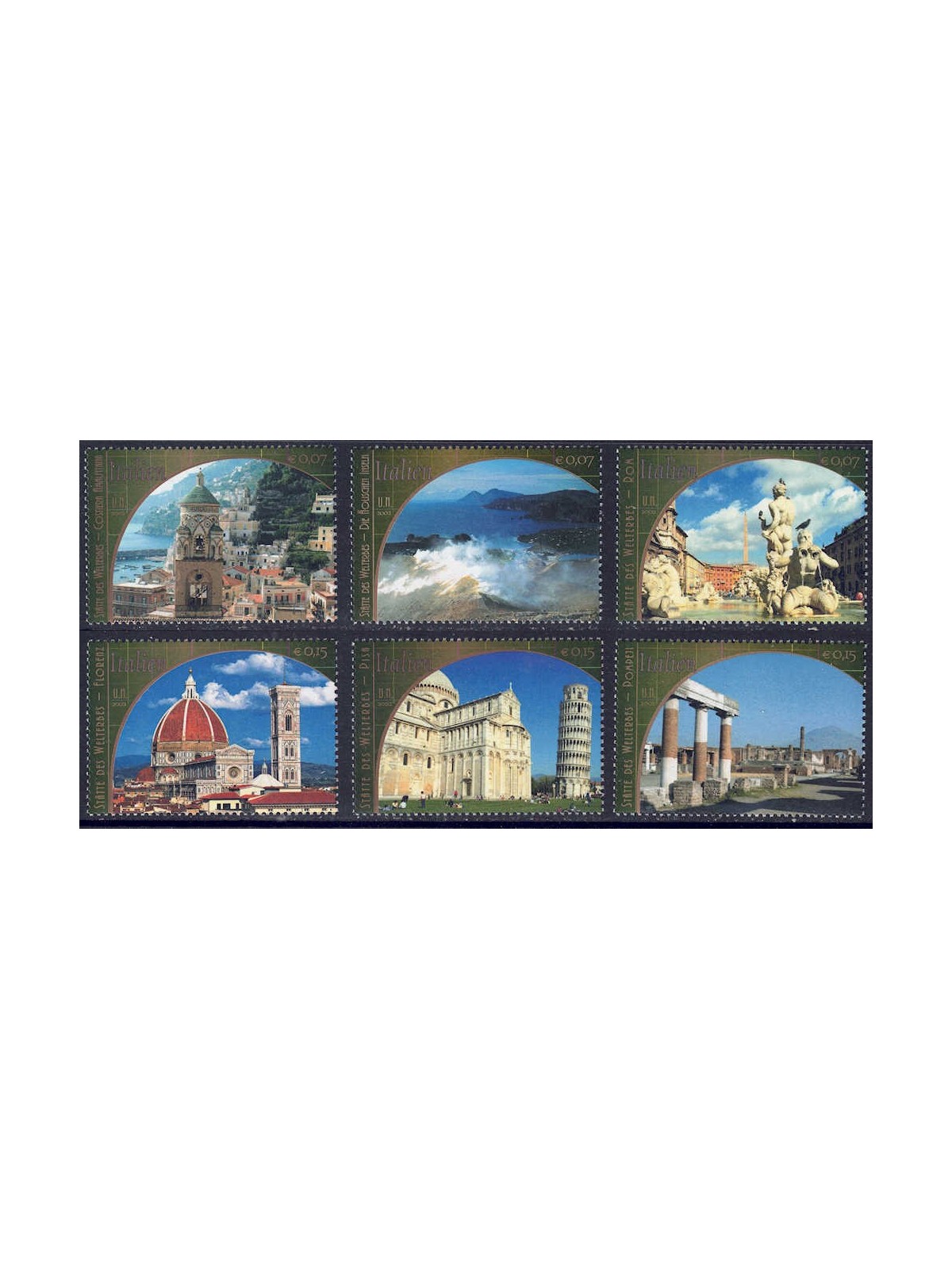 UN VIENNA 2002 World Heritage (Italy) 6v MNH**