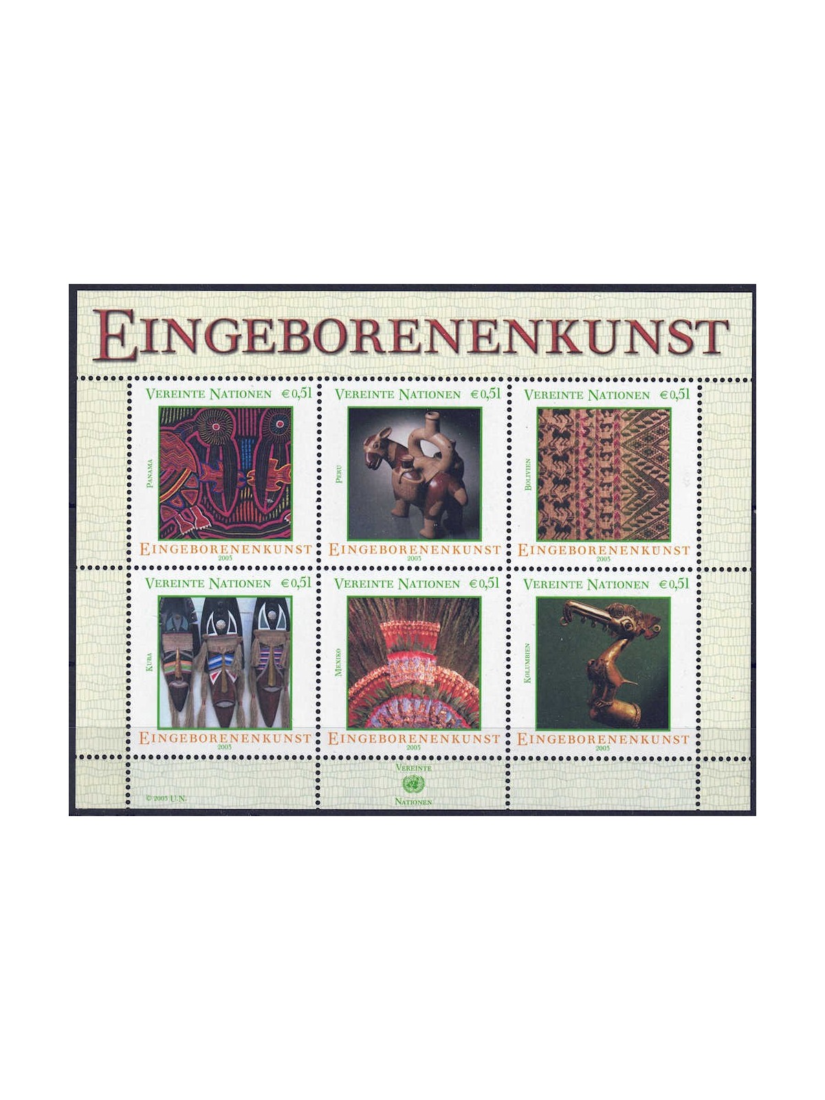 UN VIENNA 2003 Native Art s/s MNH**