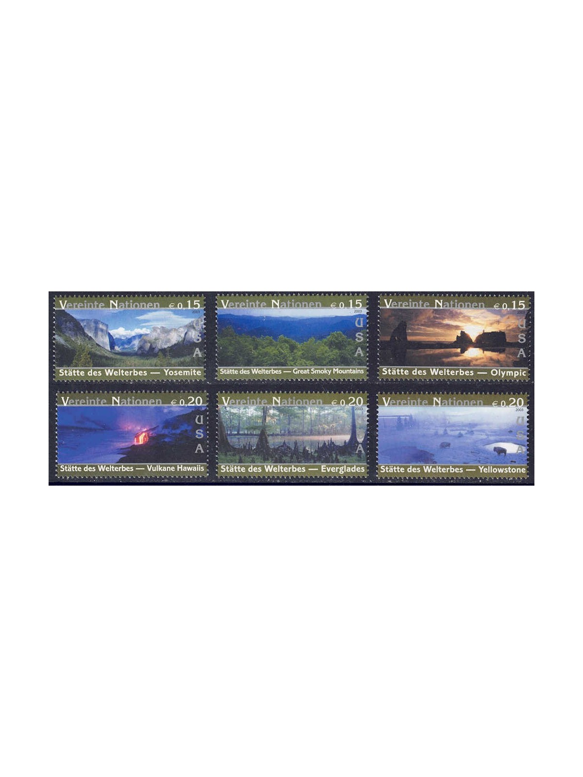 UN VIENNA 2003 World Heritage (United States) 6v MNH**