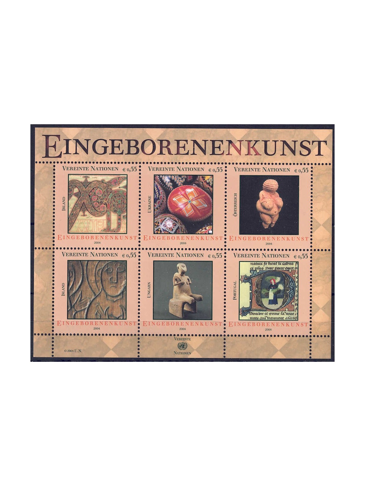 UN VIENNA 2004 Native Art s/s MNH**