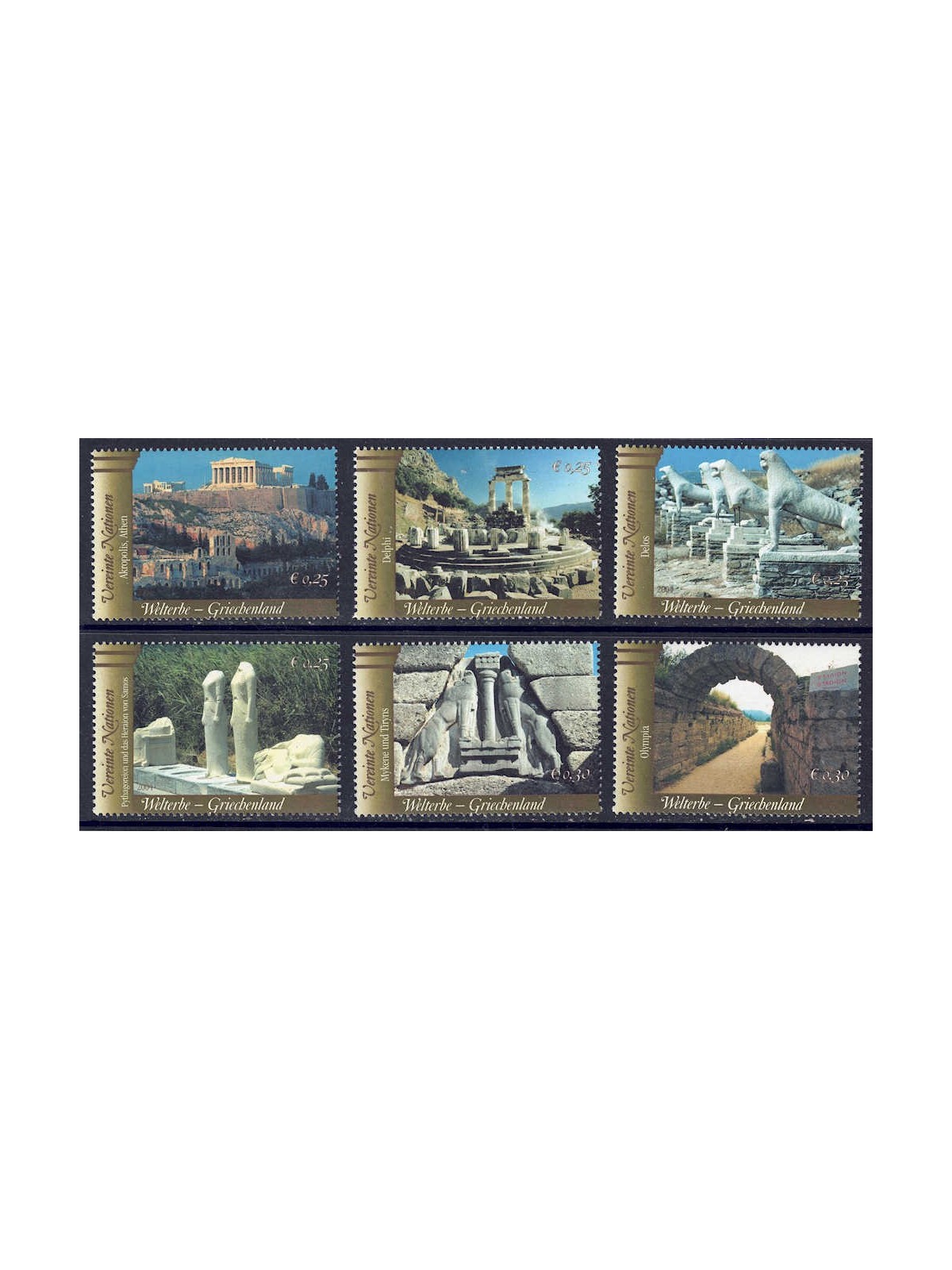 UN VIENNA 2004 World Heritage (Greece) 6v MNH**