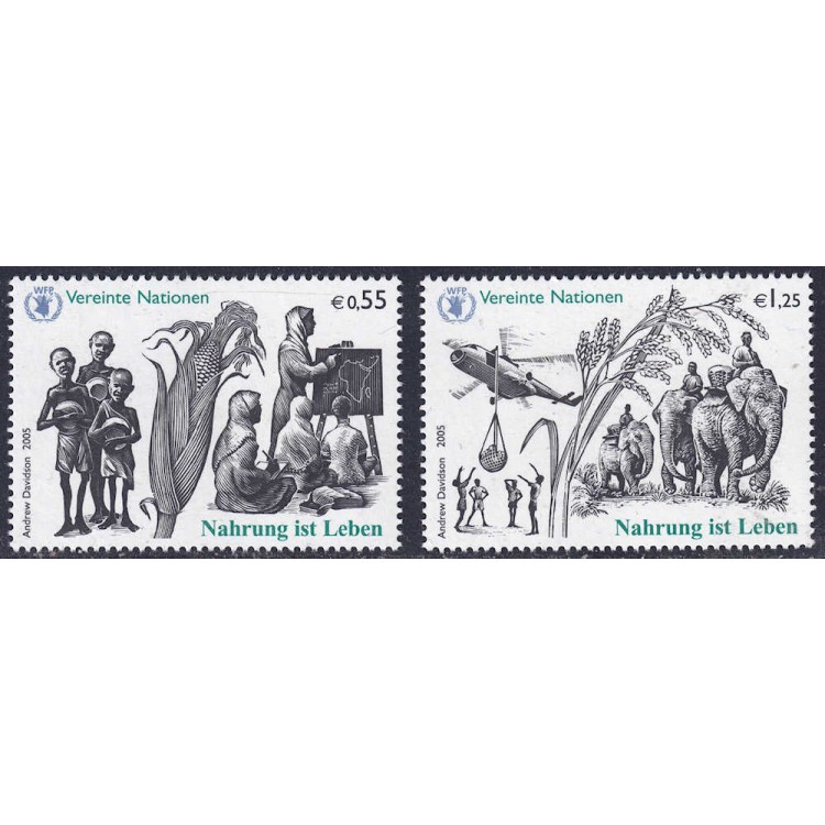 UN VIENNA 2005 Food for Life 2v MNH**