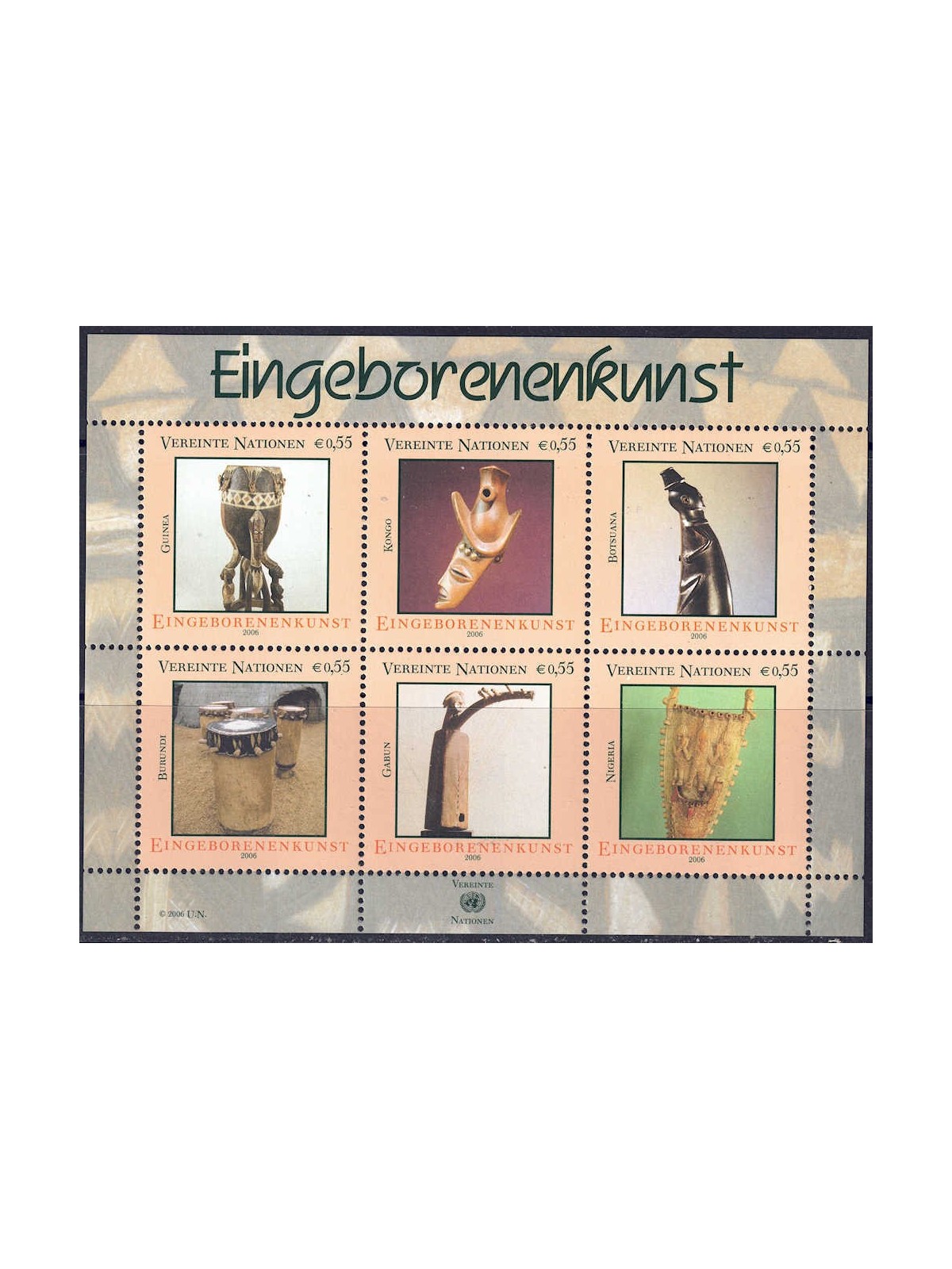 ONU VIENNA 2006 Arte autoctona BF MNH**
